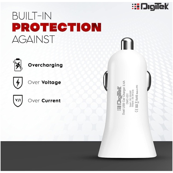 Digitek (DMC 031) High-Speed Dual USB Car Charger 2.4A - Image 3