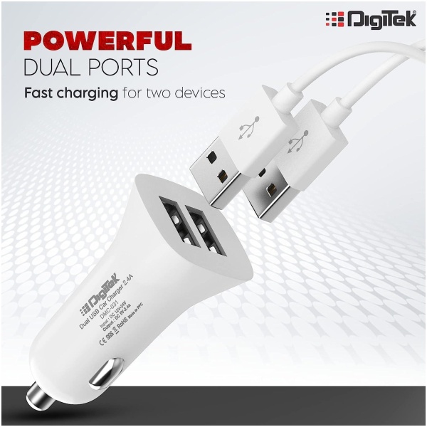 Digitek (DMC 031) High-Speed Dual USB Car Charger 2.4A - Image 4