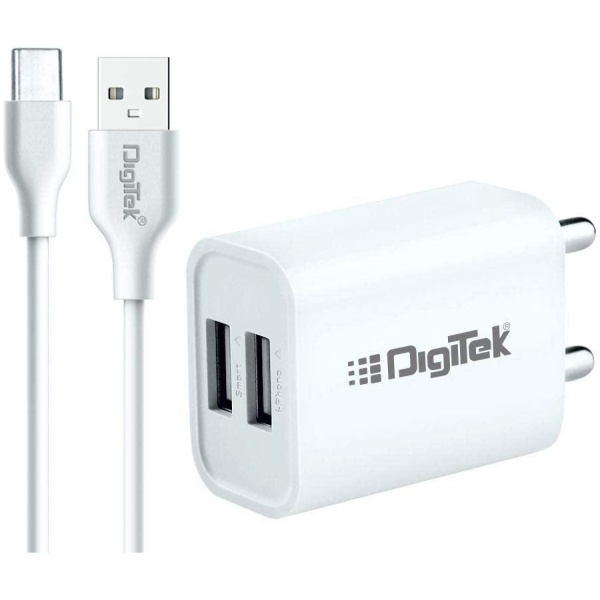 Digitek Smart Fast Charger 2.4A Dual USB Adapter for Smartphone (with C Type Data Cable 2.4A) DMC-026 C