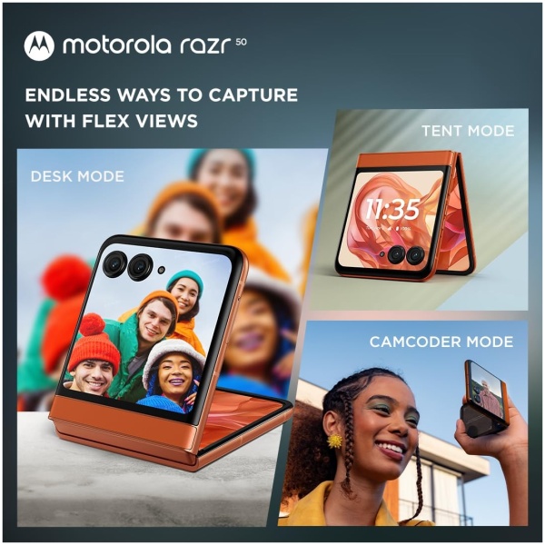 Motorola razr 50 (Spritz Orange, 8GB RAM, 256GB Storage) | 3.6" External AMOLED Display | 6.9" AMOLED 120Hz Display | 32MP Selfie - Image 2
