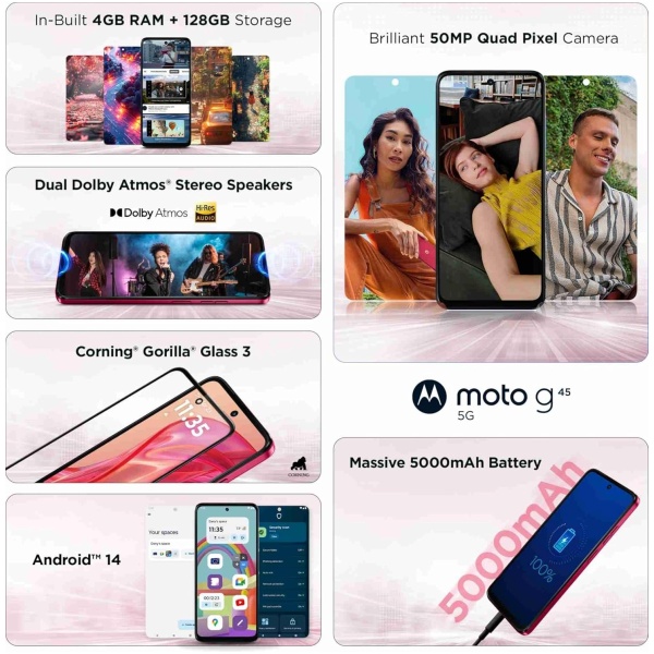 Motorola G45 5G (Viva Magenta, 8GB RAM, 128GB Storage) - Image 2