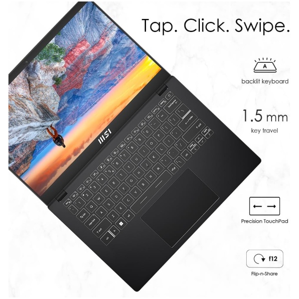 MSI Modern 15, Intel 12Th Gen I7-1255U, 40Cm FHD Thin & Light Laptop (16GB/1Tb NVME SSD/Windows 11 Home/Iris Xe Graphics/Classic Black/1.7Kg), B12MO-815IN - Image 7
