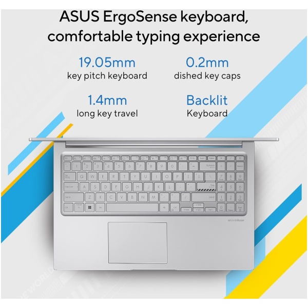 ASUS Vivobook 15, 15.6" FHD (1920 x 1080), Intel Core i3-1315U, (16GB RAM/512GB SSD/Intel® UHD/Win 11/M365 Basic (1Year)*/Backlit Keyboard/Office Home 2024/Cool Silver/1.70 kg), X1504VA-NJ2324WS - Image 2