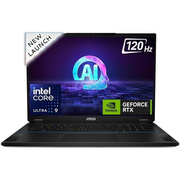 MSI Stealth 18 AI Studio,Intel 1st Gen. Ultra 9 185H,Built-in AI,46CM 16:10 UHD+ MiniLED120Hz Gaming Laptop(32GB/2TB NVMe SSD/Windows 11 Home/NVIDIA GeForce RTX 4080/Midnight Black/2.89Kg),A1VHG-023IN