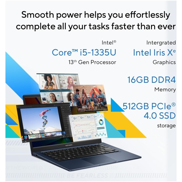ASUS Vivobook 14, Intel Core i5-1335U,Thin & Light Laptop(Intel Iris Xᵉ iGPU/16GB/512GB/FHD/14/Backlit Keyboard/Windows 11/M365 Basic (1Year)*/Office Home 2024/Quiet Blue/1.4 Kg) X1404VA-NK1186WS - Image 12