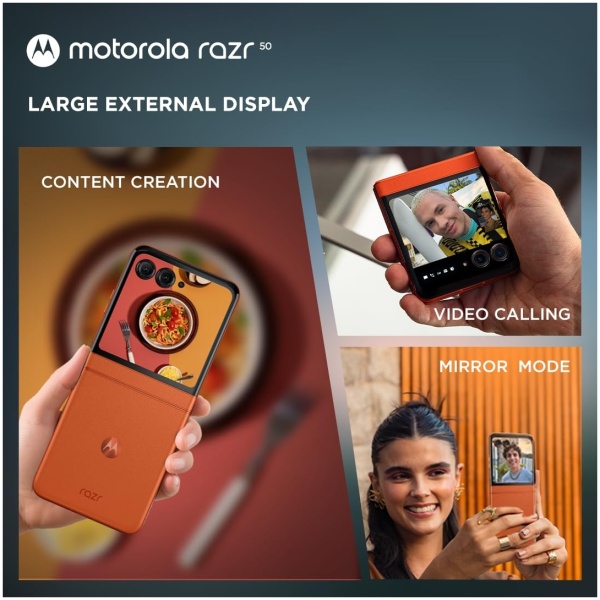 Motorola razr 50 (Spritz Orange, 8GB RAM, 256GB Storage) | 3.6" External AMOLED Display | 6.9" AMOLED 120Hz Display | 32MP Selfie - Image 3