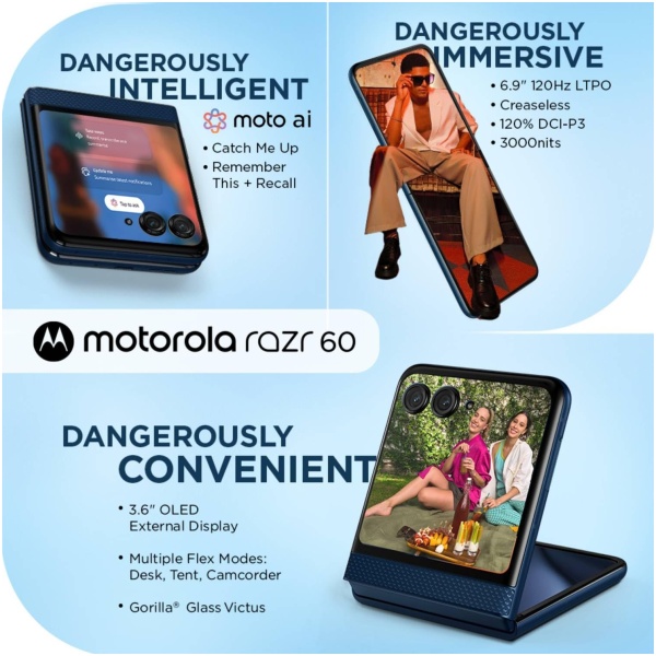 Motorola Razr 60 5G (Pantone Gibraltar Sea, 8GB RAM, 256GB Storage) - Image 3