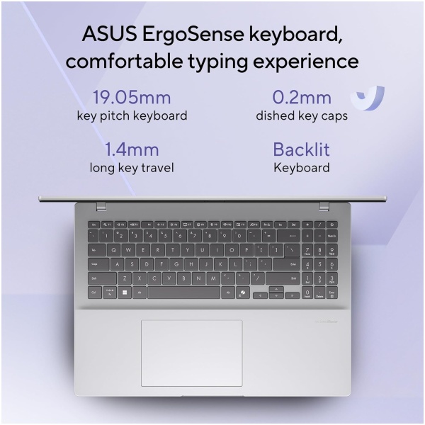 ASUS Vivobook 16,Snapdragon X,Copilot+ AI PC(Qualcomm Adreno iGPU/45TOPS/16GB RAM/512GB SSD/FHD+/16"/Backlit Keyboard/Windows 11/M365 Basic(1Year)*/Office Home 2024/Cool Silver/1.88 kg)X1607QA-MB050WS - Image 4