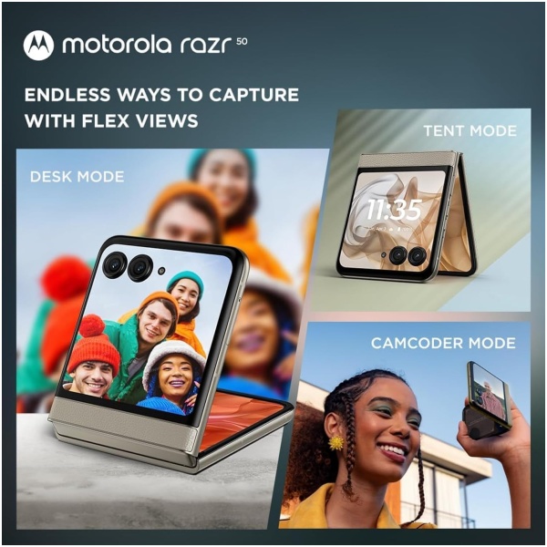 Motorola razr 50 5G (Beach Sand, 8GB RAM, 256GB Storage) | 6.9" LTPO AMOLED 120Hz Display | 3.6" OLED 90Hz Cover Display | 50MP + 13MP Cameras | 32MP Selfie | Android 15 - Image 3