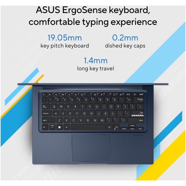 ASUS Vivobook 14, Intel Core i5-1335U,Thin & Light Laptop(Intel Iris Xᵉ iGPU/16GB/512GB/FHD/14/Backlit Keyboard/Windows 11/M365 Basic (1Year)*/Office Home 2024/Quiet Blue/1.4 Kg) X1404VA-NK1186WS - Image 4