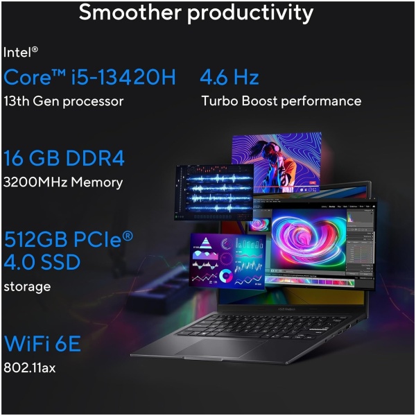ASUS Vivobook 16X, 16" FHD+ (1920 x 1200), Intel Core i5-13420H Processor, (16GB RAM/512GB SSD/RTX 3050/Windows 11/M365 Basic(1Year)*/Office Home 2024/Indie Black/1.8 Kg), K3605VC-RP412WS - Image 7