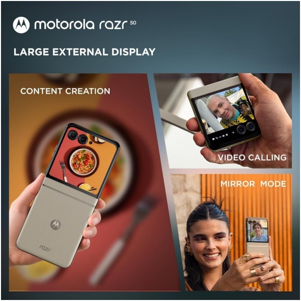 Motorola razr 50 5G (Beach Sand, 8GB RAM, 256GB Storage) | 6.9" LTPO AMOLED 120Hz Display | 3.6" OLED 90Hz Cover Display | 50MP + 13MP Cameras | 32MP Selfie | Android 15 - Image 4