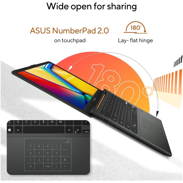 ASUS Vivobook Go 14, AMD Ryzen 5 7520U,Thin & Light Laptop (AMD Radeon iGPU/16GB RAM/512GB SSD/FHD/14/60Hz/42WHrs/Windows 11/M365 Basic (1Year)*/Office Home 2024/Mixed Black/1.38 kg) E1404FA-NK5542WS - Image 4