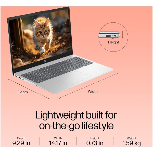 HP 15, 12th Gen Intel Core i5-1235U, 8GB DDR4, 512GB SSD, (Win11, Office21, Silver, 1.59kg) Anti-Glare, Micro-Edge, 15.6-inch(39.6cm) FHD Laptop, Intel UHD Graphics, FHD Camera, Backlit KB, fd0070tu - Image 6