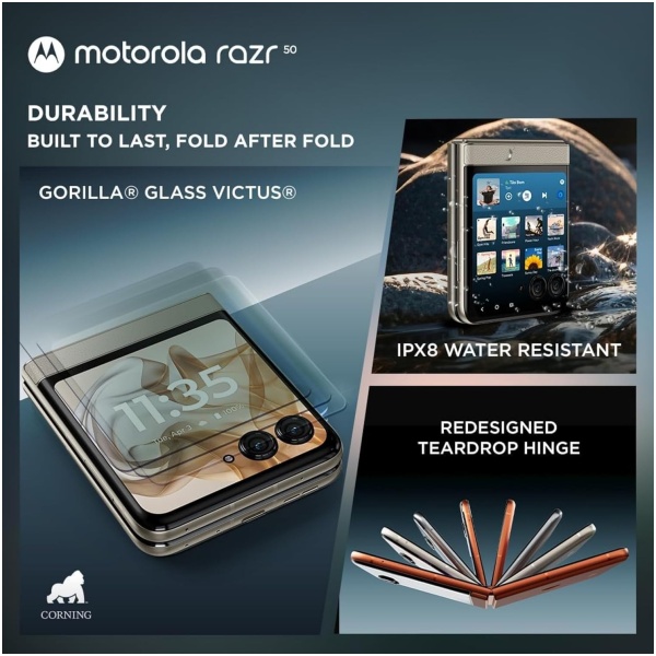 Motorola razr 50 5G (Beach Sand, 8GB RAM, 256GB Storage) | 6.9" LTPO AMOLED 120Hz Display | 3.6" OLED 90Hz Cover Display | 50MP + 13MP Cameras | 32MP Selfie | Android 15 - Image 5