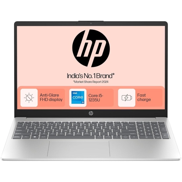 HP 15, 12th Gen Intel Core i5-1235U, 8GB DDR4, 512GB SSD, (Win11, Office21, Silver, 1.59kg) Anti-Glare, Micro-Edge, 15.6-inch(39.6cm) FHD Laptop, Intel UHD Graphics, FHD Camera, Backlit KB, fd0070tu